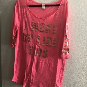 Pink and gold pink nightgown I woke up like this size medium